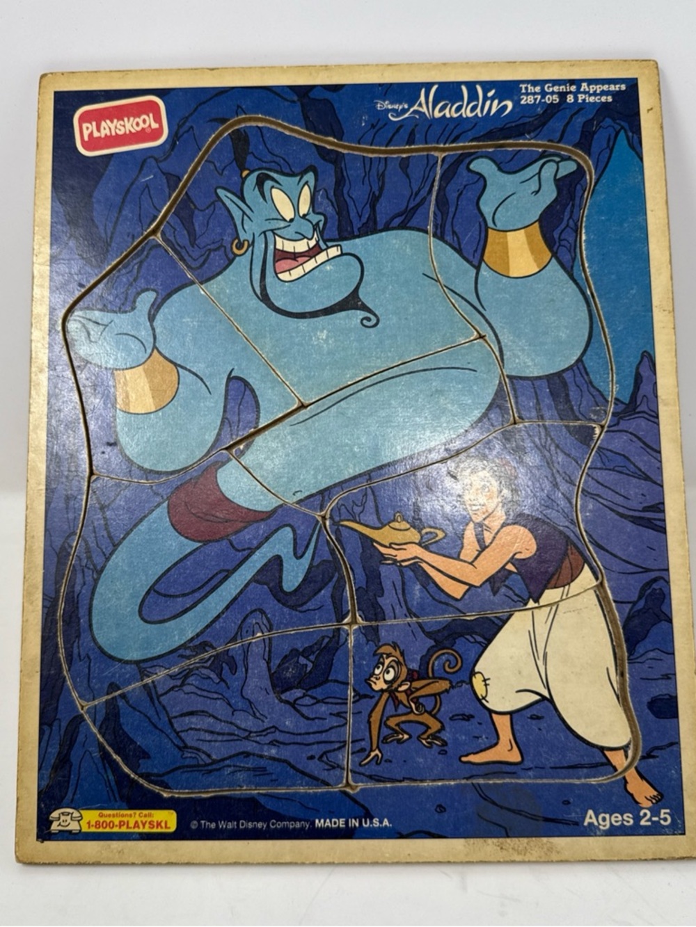 Aladdin "The Genie Appears" Playskool Board Puzzle 287-05 - 8pc - Disney VTG
